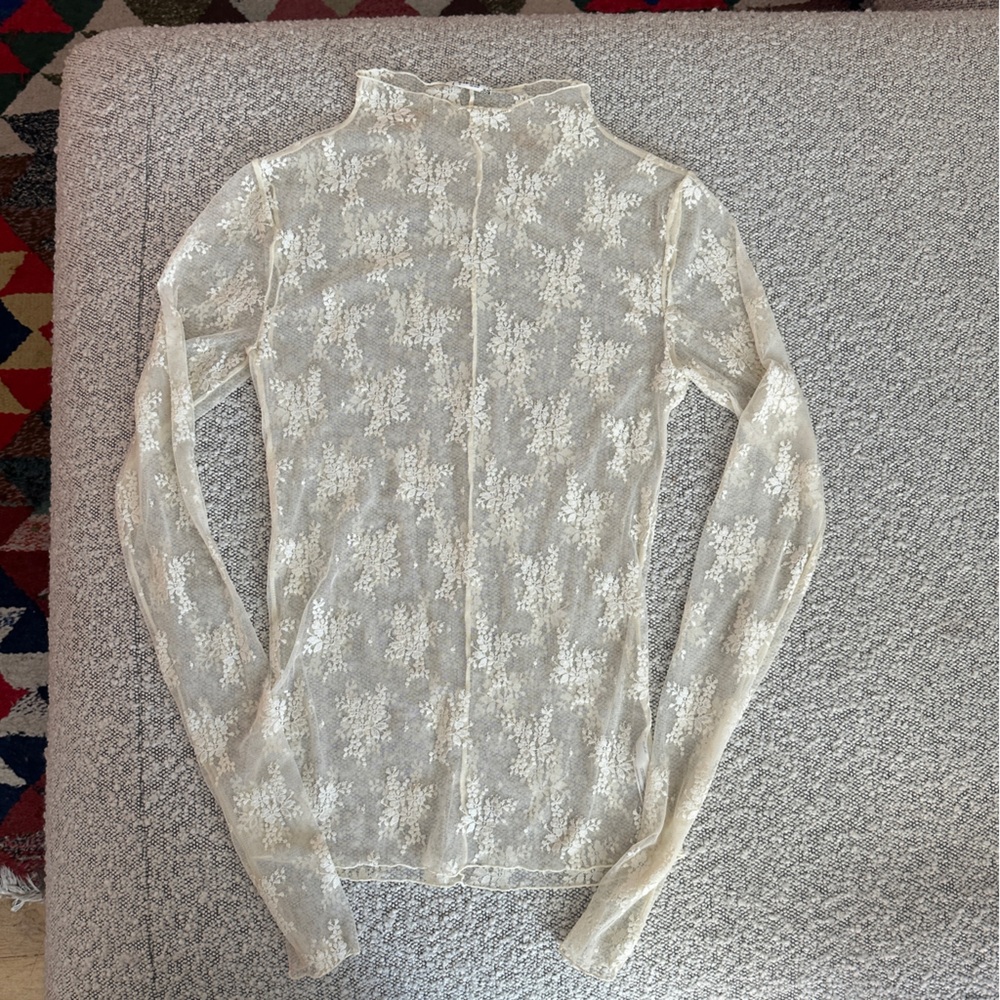 Sheer cream free people shirt